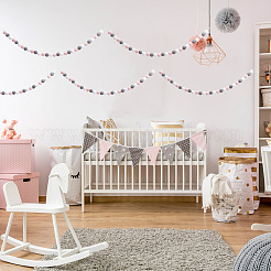 Хлопковые рождественские помпоны шарики гирлянды украшения AJEW-WH20020-101A