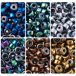 600 шт. набор двухцветных гальванизированных синтетических немагнитных гематитовых бусин&nbsp;G-TA0002-01