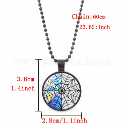 Ожерелья с подвеской из цинкового сплава и стекла на Хэллоуин для женщин с разноцветной паутиной&nbsp;FS-WG0F648-02