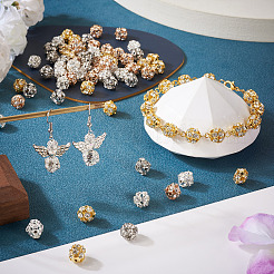 80шт 4 цвета латунные бусины со стразами KK-TA0002-11C