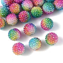 20 шт. радужные бусины из АБ-смолы со стразами OACR-FS0002-33