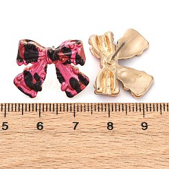 Серьги-гвоздики из сплава с бантом и леопардовым принтом&nbsp;LS-EJEW-Z112-03G
