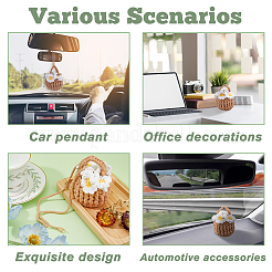 Шерстяная пряжа крючком букет ромашек автомобиль подвесные украшения HJEW-WH0069-13B