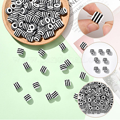 200шт непрозрачные полосатые полимерные европейские бусины RESI-SP0001-41