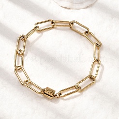 Браслеты из нержавеющей стали 304 с цепочками-скрепками для женщин&nbsp;BJEW-K237-21G