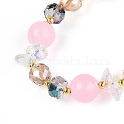 Браслеты с подвесками из натурального халцедона и стеклянных бусин BJEW-T022-14E