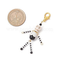 Подвески из искусственной бирюзы и стеклянных бусин в виде черепа HJEW-MZ00276