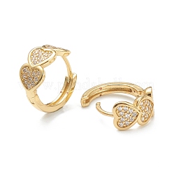 Серьги-кольца Huggie из латуни с прозрачным фианитом и прозрачным фианитом&nbsp;EJEW-A058-15G