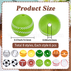 48 шт. 8-х цветные силиконовые бусины в виде шариков SIL-PA0001-12