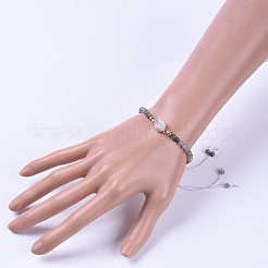 Регулируемые натуральные индийские агат плетеные браслеты из бисера BJEW-JB04558-03