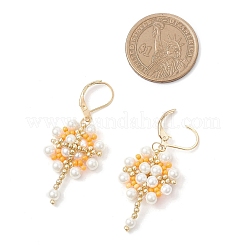 Серьги из нержавеющей стали 304 с цветком и крестом EJEW-MZ00507-01