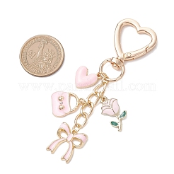 Подвеска-бантик в форме сердца и розы ко Дню святого Валентина из сплава эмали HJEW-JM04467