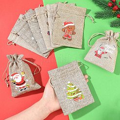 30 шт. 15 стильных рождественских чехла для хранения из джутовой ткани ABAG-YW0001-10