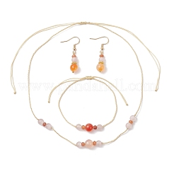 Комплект из круглого натурального сердолика SJEW-JS01331