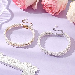 Браслеты из плетеных бусин из гальванизированного немагнитного синтетического гематита и ракушечного жемчуга BJEW-JB110101