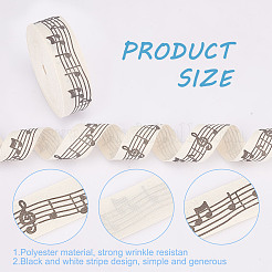 Полиэстеровая лента с принтом музыкальных нот OCOR-WH0091-25