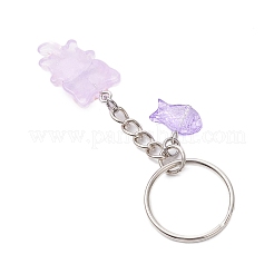 Брелок из смоляного стекла с котом и рыбой KEYC-JKC01236