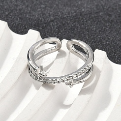 Латунные микро проложить манжеты кольца кубического циркония RJEW-D322-07P