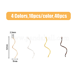 40 шт. 4-х цветные латунные волнистые штифты KK-HY0002-99
