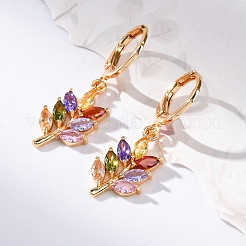 Латунные микропроволочные кубические серьги с цирконием EJEW-K300-25G