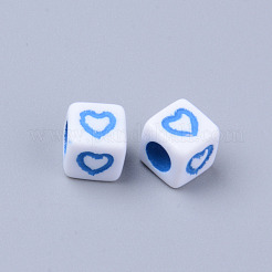 Непрозрачные белые акриловые европейские бусины MACR-S273-51B-01