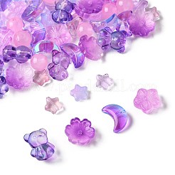 126 шт. 8 стиля гальванизированной прозрачной стеклянной бусины GLAA-FS0002-50