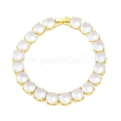 Латунные плоские круглые звенья цепи браслеты для женщин с прозрачными кубическими цирконами BJEW-A034-02G