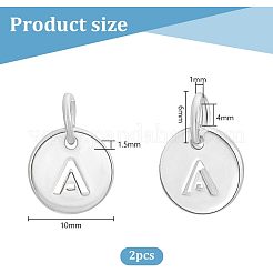 2 шт. 925 плоских круглых полых подвески из стерлингового серебра с соединительными кольцами&nbsp;STER-PH0002-83A