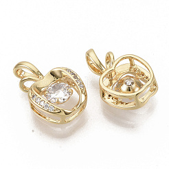 Латунные микропаве прозрачные подвески с фианитом&nbsp;ZIRC-T011-16G-NF