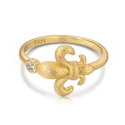 Кольца-манжеты fleur de lis 925 из стерлингового серебра с микропаве из кубических цирконий для женщин RJEW-F180-09G