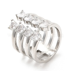 Открытое кольцо-манжета из прозрачного кубического циркония&nbsp;RJEW-E064-03P