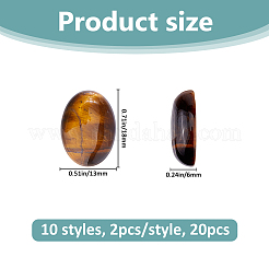 20 шт. 10 стиля кабошонов из натуральных и синтетических смешанных драгоценных камней с плоской задней частью&nbsp;G-FH0002-69