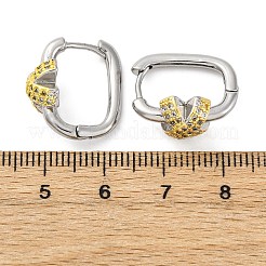 Х-образные серьги-кольца из латуни с микропаве из прозрачных кубических цирконий&nbsp;EJEW-H158-18A-GP