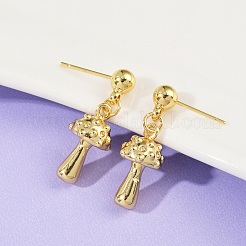 Серьги-гвоздики из латуни в форме гриба&nbsp;EJEW-F895-12G