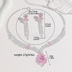 Комплекты из латунных подвесок-ожерелий со стразами и серег-гвоздиков с кисточками для женщин FS-WG4AC56-01