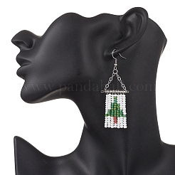 Серьги-подвески в виде деревьев из латунного стекла&nbsp;EJEW-MZ00600