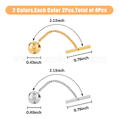 4шт. 2-х цветный мужской латунный зажим для галстука с цепочкой KK-FH0007-42