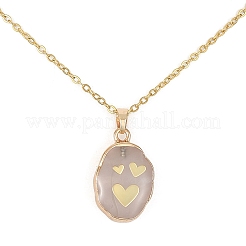 Ожерелья из натуральных драгоценных камней овальной формы с подвесками в виде листьев/глаз/дерева NJEW-JN04395