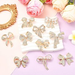 10 шт. 10 стиля броши-банта из сплава со стразами&nbsp;JEWB-CJ0001-76