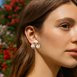 2 пара двухцветных серег-гвоздиков с эмалевым покрытием&nbsp;EJEW-GO0007-011