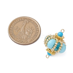 Подвески-соединители в форме ромба из окрашенной синтетической императорской яшмы и стеклянных бусин ручной работы&nbsp;PALLOY-MZ00960-02