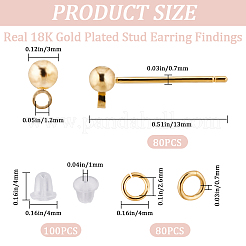 80 шт. фурнитура для сережек-гвоздиков из латуни DIY-CN0002-89