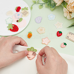 Аппликации из ткани с вышивкой клубникой/морковкой/звездами PATC-WH0008-135