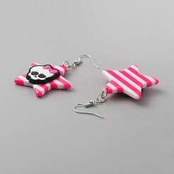 Серьги-подвески со звездой из смолы и черепом EJEW-WH0017-41P-B