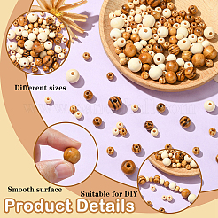 192 шт. натуральные необработанные деревянные бусины&nbsp;WOOD-YW0001-47