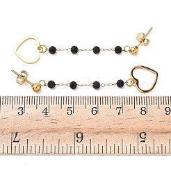 Серьги-гвоздики со стеклянными кисточками из нержавеющей стали 304&nbsp;EJEW-G453-05G-02