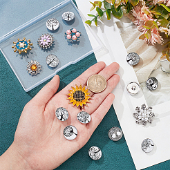18 шт. 7-х стильная кнопка из сплава и латуни со стразами DIY-NB0008-36
