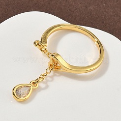 Латунные микро проложить пальцев кольца кубического циркония RJEW-H258-11G