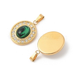 Овальные подвески из синтетического малахита STAS-L280-15G