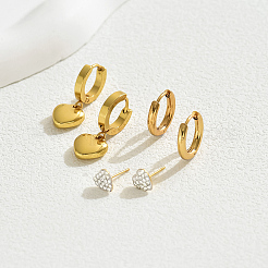 3 пара стильных сережек в форме сердца из нержавеющей стали SR9770